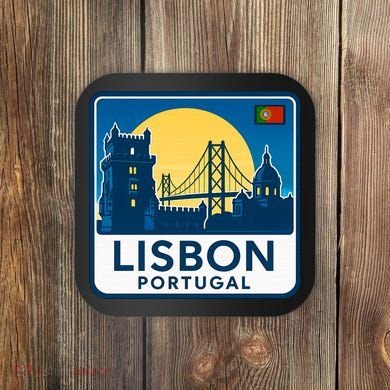LISBON PORTUGAL RETRO LOGO Coaster