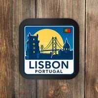 LISBON PORTUGAL RETRO LOGO Coaster thumb 0