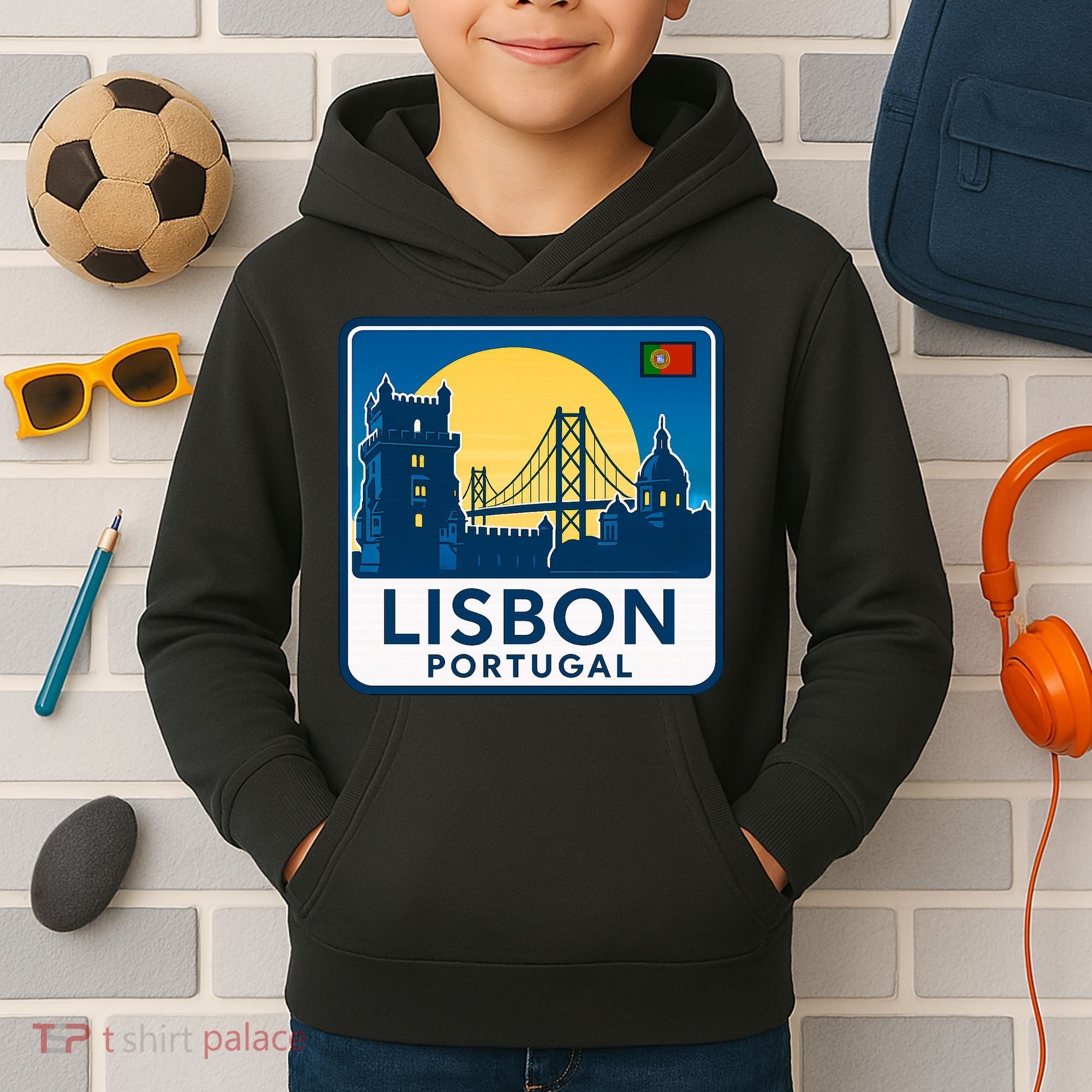 LISBON PORTUGAL RETRO LOGO Kids Hoodie