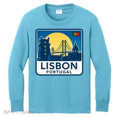 LISBON PORTUGAL RETRO LOGO Kids Long Sleeve Shirt