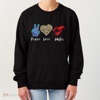 Love Peace Red Lobster Leopard Seafood Lover Lobster Eating Women's Sweatshirt thumb 0