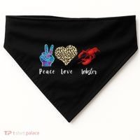 Love Peace Red Lobster Leopard Seafood Lover Lobster Eating USA-Made Doggie Bandana thumb 0