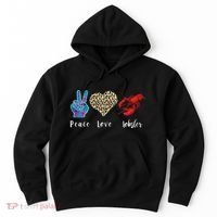 Love Peace Red Lobster Leopard Seafood Lover Lobster Eating Hoodie thumb 0