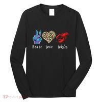 Love Peace Red Lobster Leopard Seafood Lover Lobster Eating Long Sleeve Shirt thumb 0
