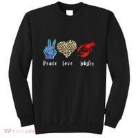 Love Peace Red Lobster Leopard Seafood Lover Lobster Eating Sweatshirt thumb 0