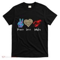 Love Peace Red Lobster Leopard Seafood Lover Lobster Eating T-Shirt thumb 0