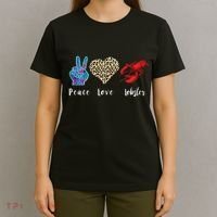 Love Peace Red Lobster Leopard Seafood Lover Lobster Eating T-Shirt thumb 4