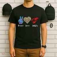 Love Peace Red Lobster Leopard Seafood Lover Lobster Eating T-Shirt thumb 6