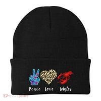 Love Peace Red Lobster Leopard Seafood Lover Lobster Eating Beanie thumb 0
