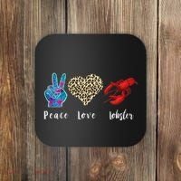 Love Peace Red Lobster Leopard Seafood Lover Lobster Eating Coaster thumb 0