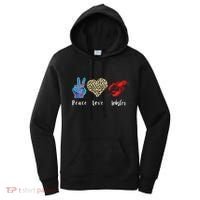 Love Peace Red Lobster Leopard Seafood Lover Lobster Eating Women's Hoodie thumb 0