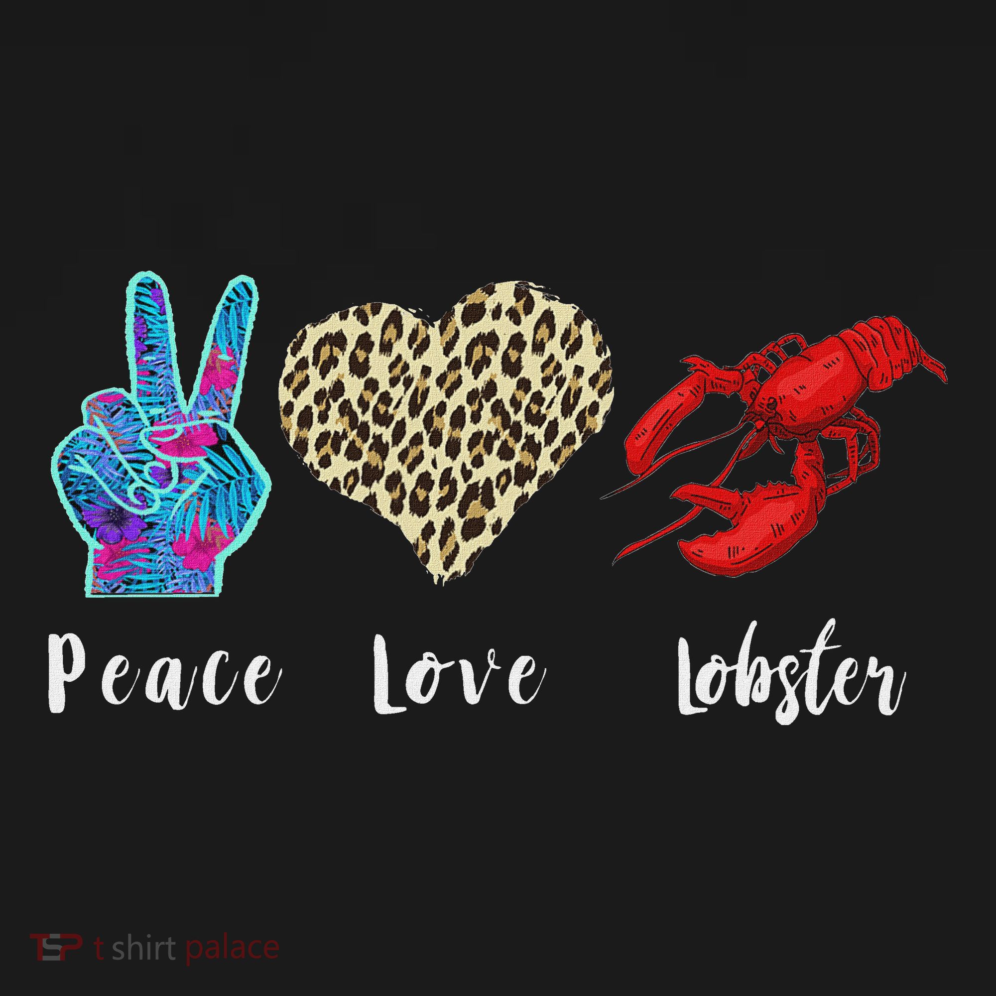 Love Peace Red Lobster Leopard Seafood Lover Lobster Eating Women's Hoodie
