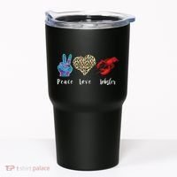 Love Peace Red Lobster Leopard Seafood Lover Lobster Eating Tumbler thumb 0