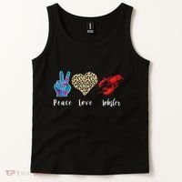 Love Peace Red Lobster Leopard Seafood Lover Lobster Eating Tank Top thumb 2