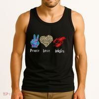 Love Peace Red Lobster Leopard Seafood Lover Lobster Eating Tank Top thumb 3