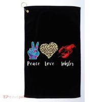 Love Peace Red Lobster Leopard Seafood Lover Lobster Eating Golf Towel thumb 0