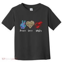 Love Peace Red Lobster Leopard Seafood Lover Lobster Eating Toddler T-Shirt thumb 0