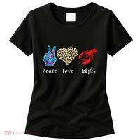 Love Peace Red Lobster Leopard Seafood Lover Lobster Eating Women's T-Shirt thumb 0