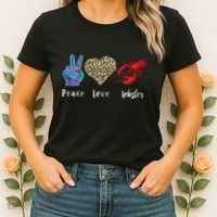 Love Peace Red Lobster Leopard Seafood Lover Lobster Eating Women's T-Shirt thumb 2