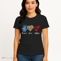 Love Peace Red Lobster Leopard Seafood Lover Lobster Eating Women's T-Shirt thumb 4