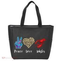Love Peace Red Lobster Leopard Seafood Lover Lobster Eating Tote Bag thumb 0