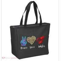 Love Peace Red Lobster Leopard Seafood Lover Lobster Eating Tote Bag thumb 2