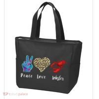 Love Peace Red Lobster Leopard Seafood Lover Lobster Eating Tote Bag thumb 3
