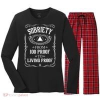 Living Proof Sobriety Anniversary Sober AA NA Recovery Women's Long Sleeve Flannel Pajama Set  thumb 0