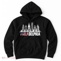 Love Philadelphia Skyline Downtown Cityscape Philly America Flag Hoodie thumb 0