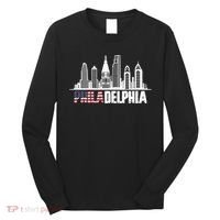 Love Philadelphia Skyline Downtown Cityscape Philly America Flag Long Sleeve Shirt thumb 0