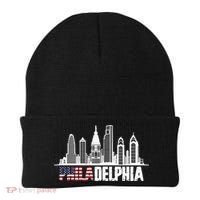 Love Philadelphia Skyline Downtown Cityscape Philly America Flag Beanie thumb 0