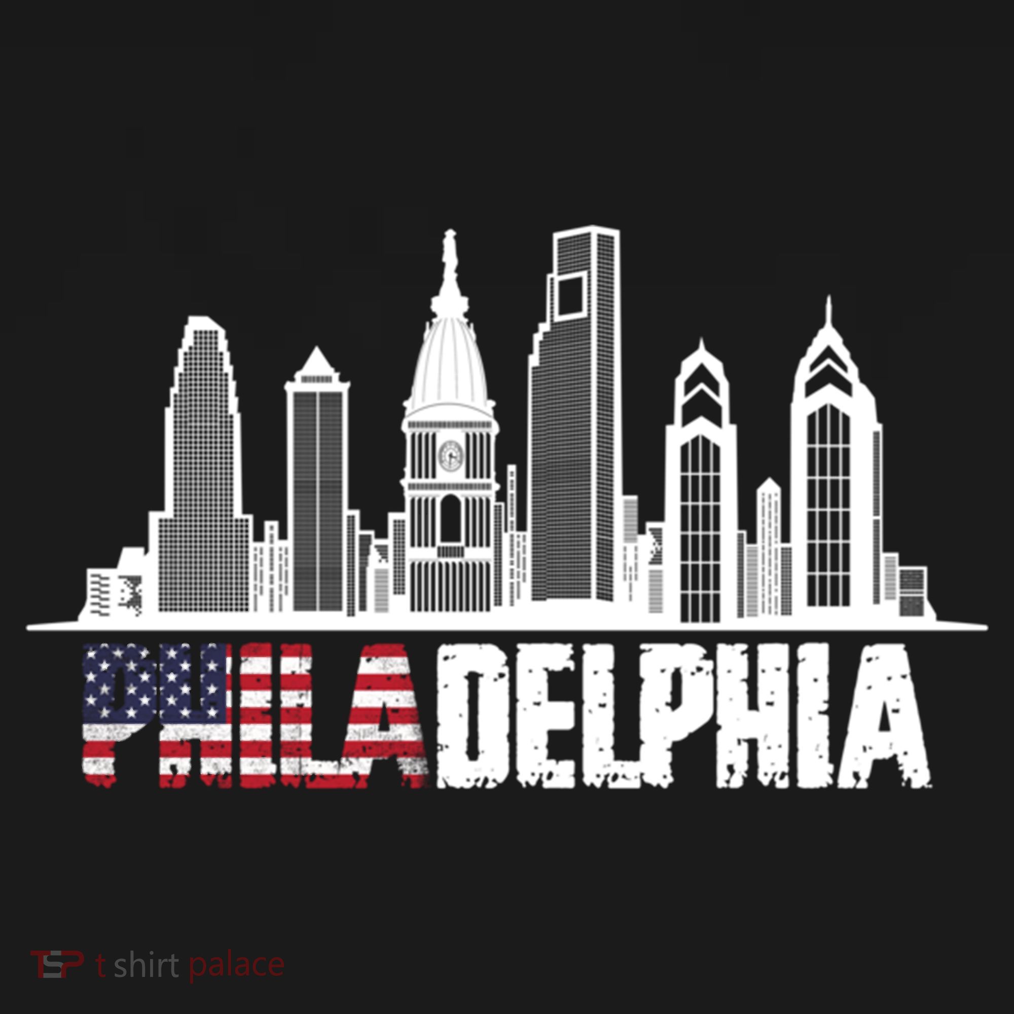 Love Philadelphia Skyline Downtown Cityscape Philly America Flag Women's Hoodie