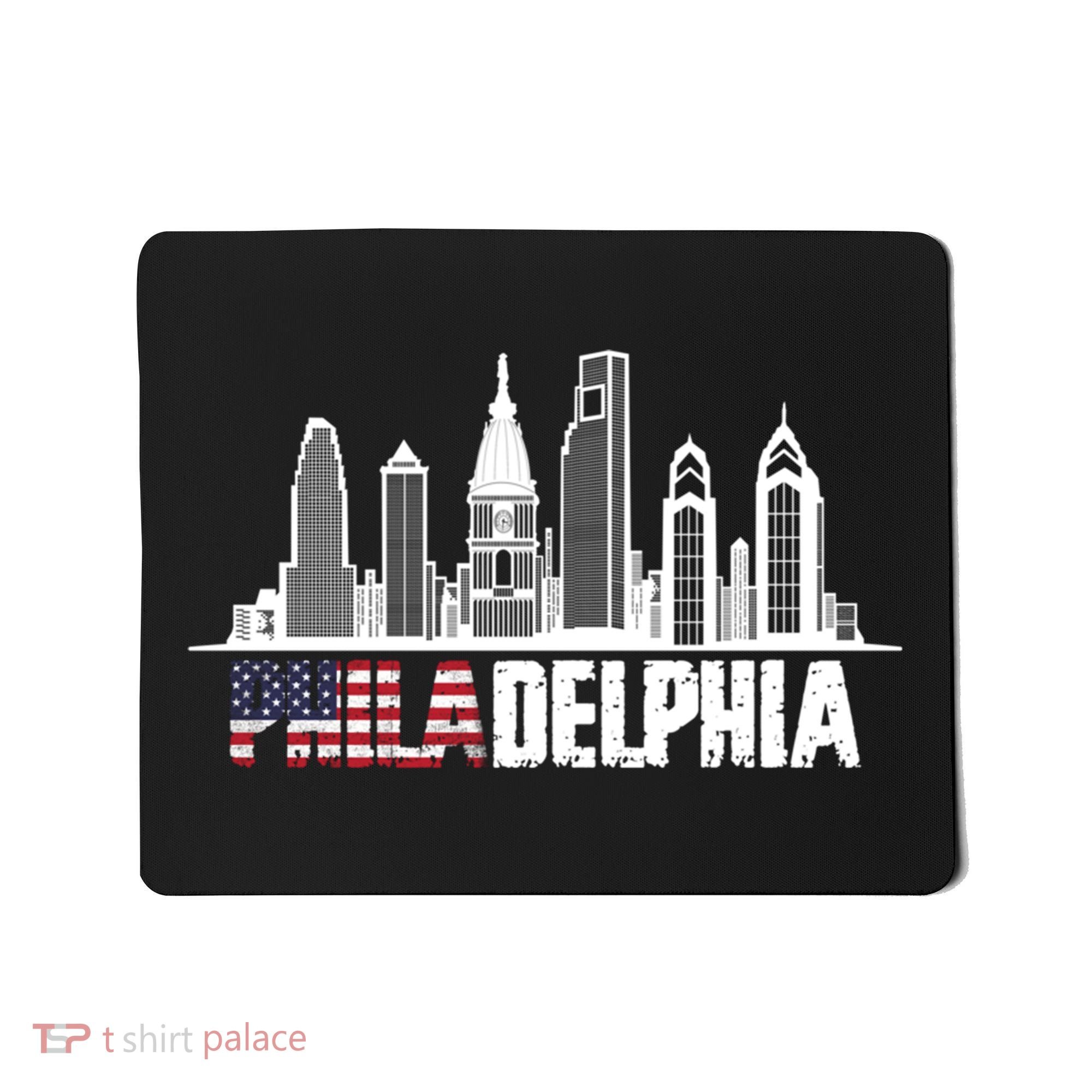 Love Philadelphia Skyline Downtown Cityscape Philly America Flag Mousepad