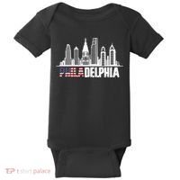 Love Philadelphia Skyline Downtown Cityscape Philly America Flag Baby Bodysuit thumb 0