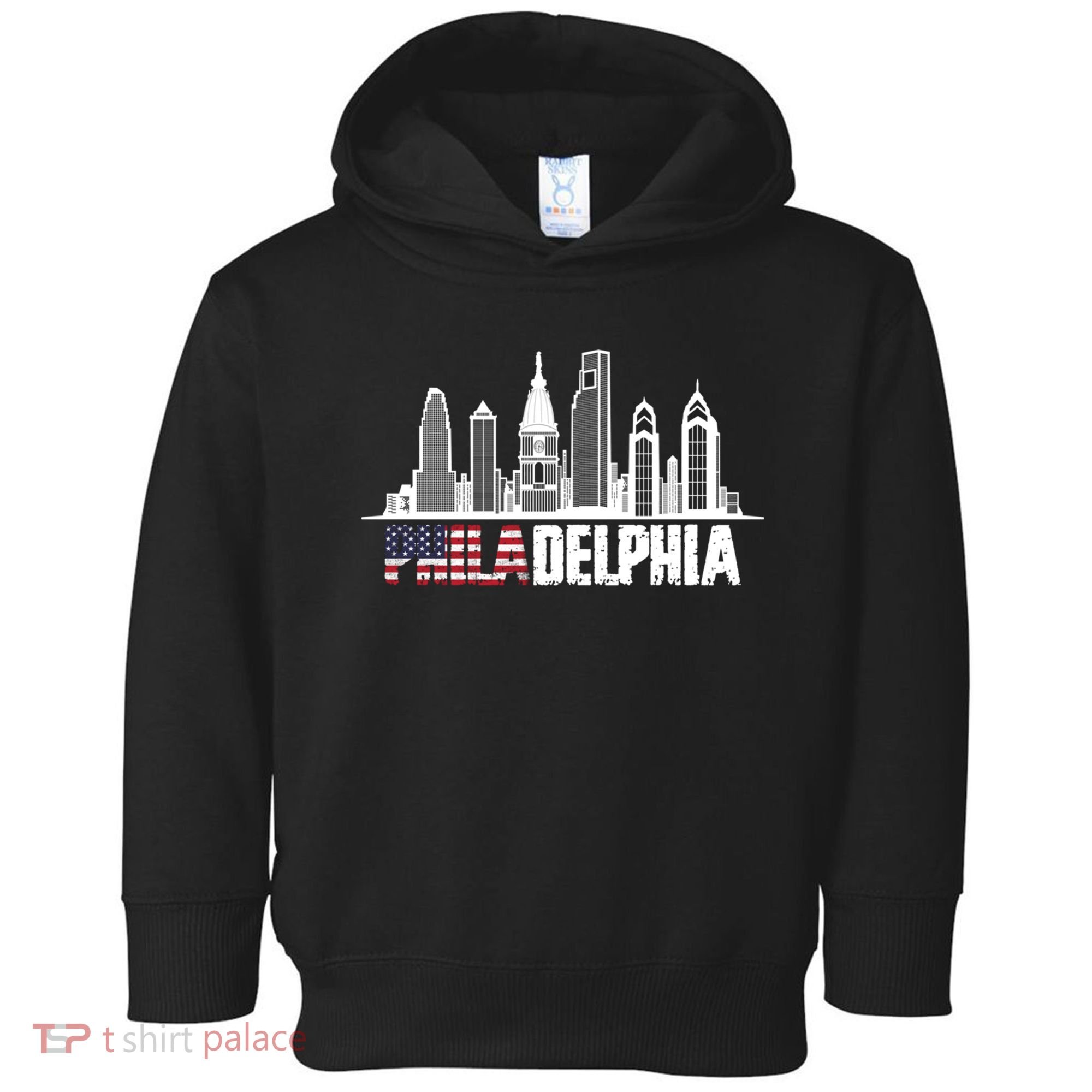 Love Philadelphia Skyline Downtown Cityscape Philly America Flag Toddler Hoodie
