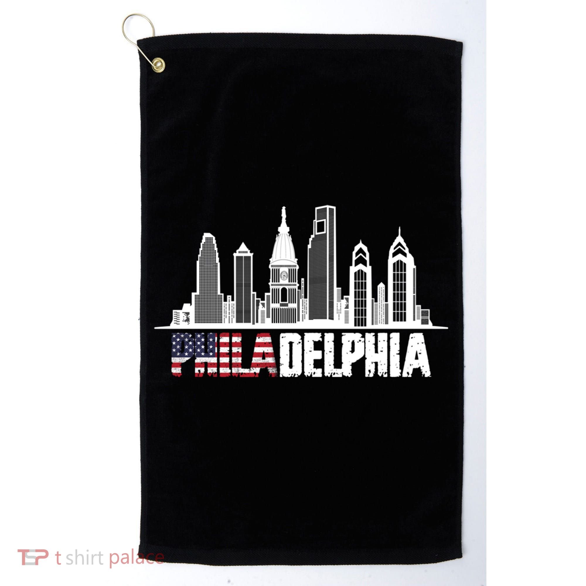 Love Philadelphia Skyline Downtown Cityscape Philly America Flag Golf Towel