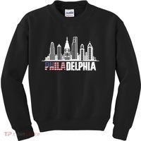 Love Philadelphia Skyline Downtown Cityscape Philly America Flag Kids Sweatshirt thumb 0
