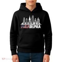 Love Philadelphia Skyline Downtown Cityscape Philly America Flag Kids Hoodie thumb 4