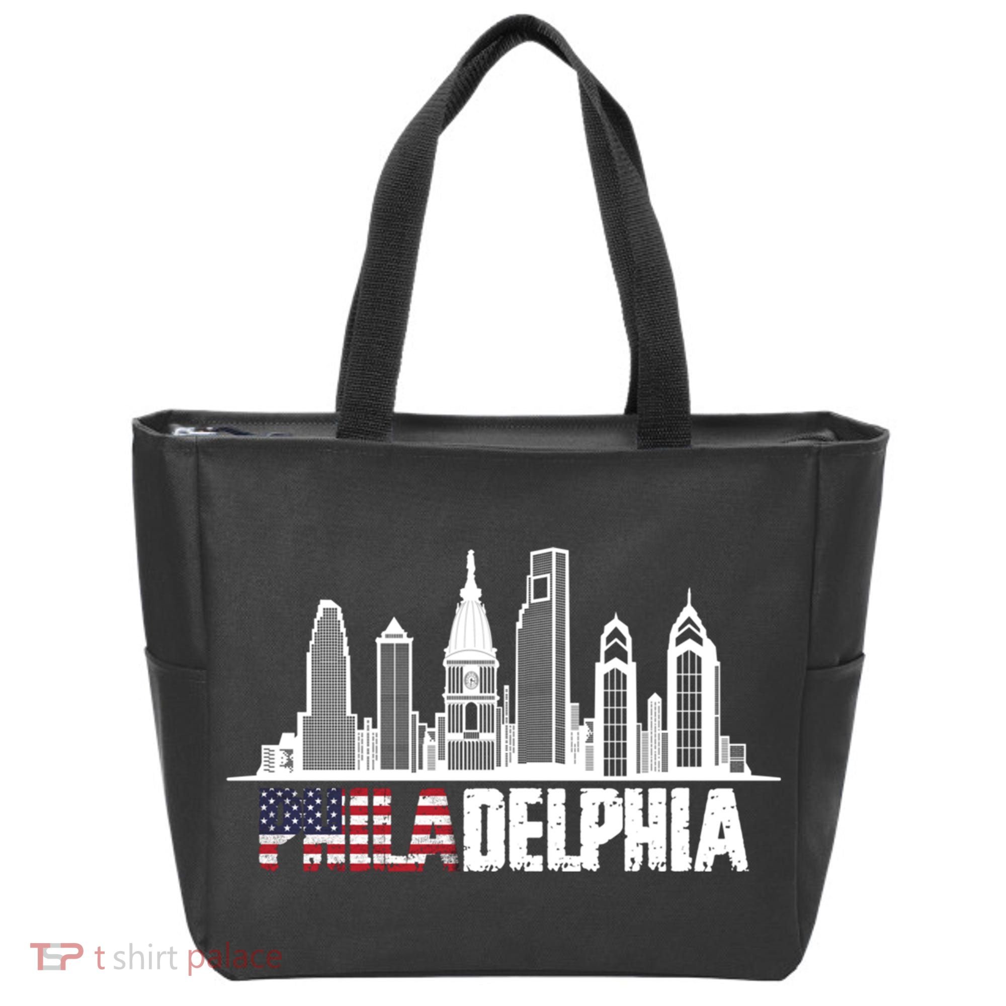 Love Philadelphia Skyline Downtown Cityscape Philly America Flag Tote Bag