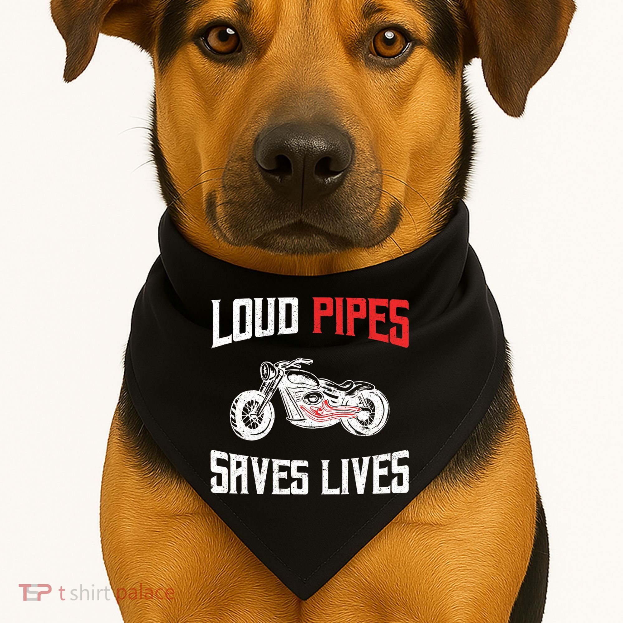 Loud Pipes Saves Lives Biker USA-Made Doggie Bandana