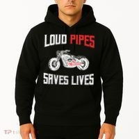 Loud Pipes Saves Lives Biker Hoodie thumb 2