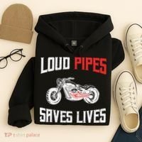 Loud Pipes Saves Lives Biker Hoodie thumb 4