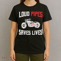 Loud Pipes Saves Lives Biker T-Shirt thumb 4