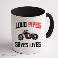 Loud Pipes Saves Lives Biker Coffee Mug thumb 1