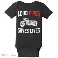 Loud Pipes Saves Lives Biker Baby Bodysuit thumb 0
