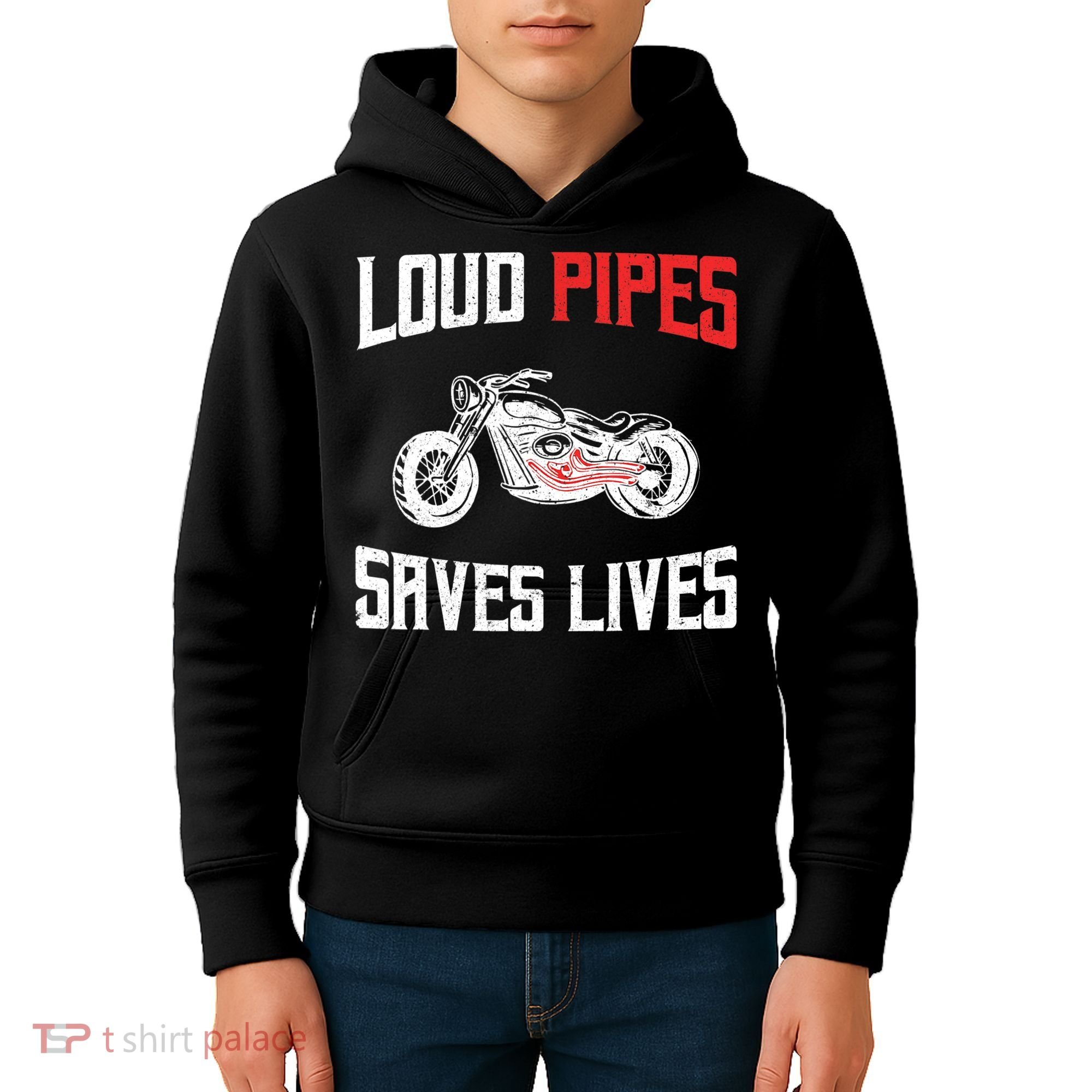 Loud Pipes Saves Lives Biker Kids Hoodie