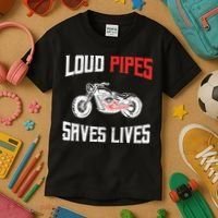 Loud Pipes Saves Lives Biker Kids T-Shirt thumb 3