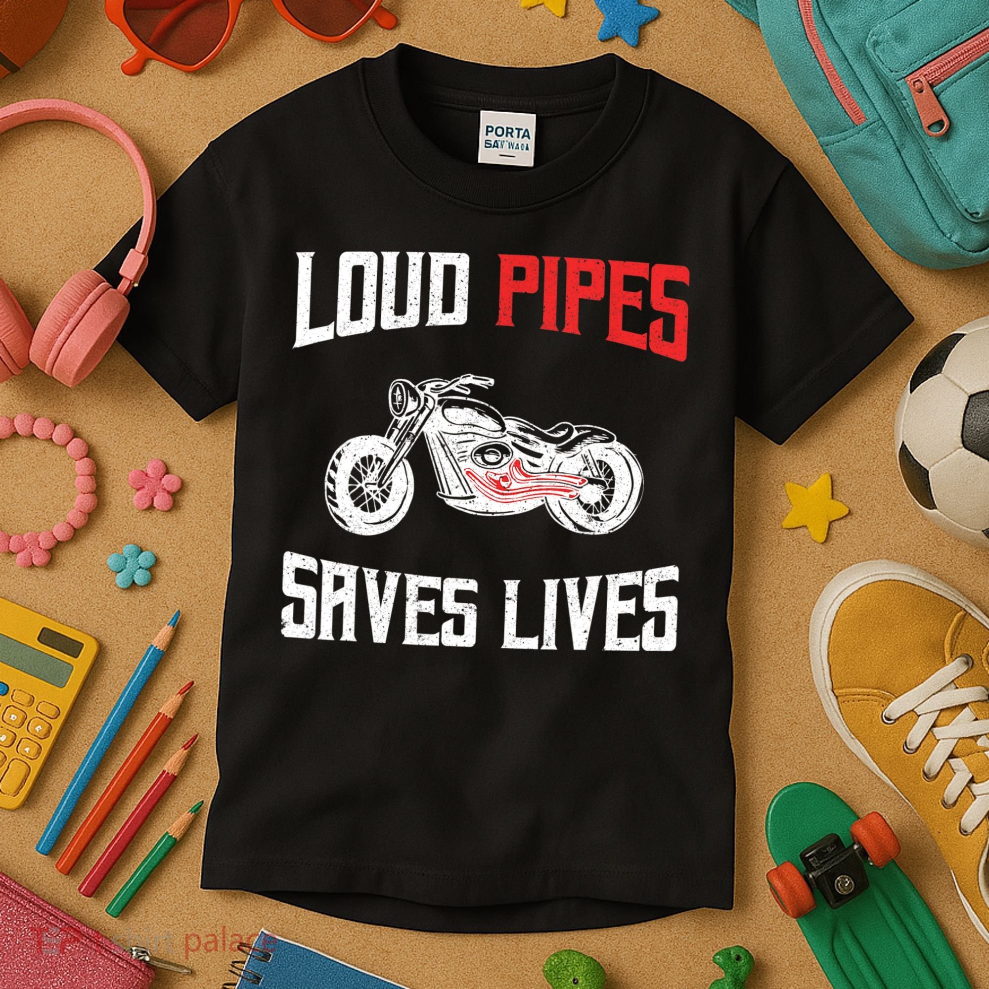 Loud Pipes Saves Lives Biker Kids T-Shirt