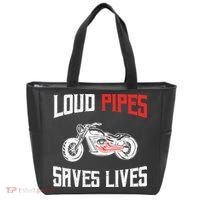 Loud Pipes Saves Lives Biker Tote Bag thumb 0