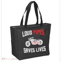 Loud Pipes Saves Lives Biker Tote Bag thumb 2